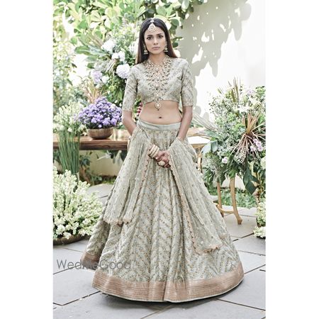 Photo of offbeat sage sangeet or reception lehenga