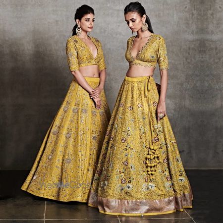 Photo of Bright yellow & gold lehenga for a day mehendi or sangeet.