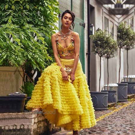 Photo of yellow lehenga for a Mehendi or engagement