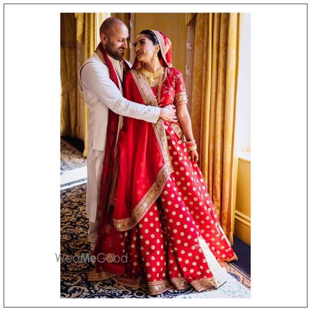 Photo of A beautiful portrait of bride and groom