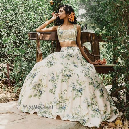 Light Green Bridal Lehenga Photo floral lehenga