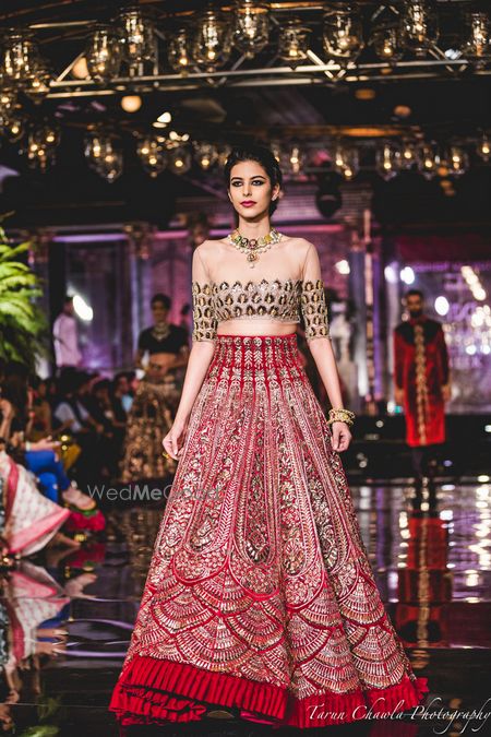 Photo of Red Lehenga with Silver Embroidery and Thread work