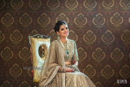 Photo of Bride in Monotone Grey Shimmery Lehenga