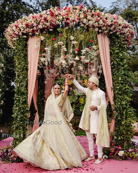 Photo of Couple twirling on their wedding day