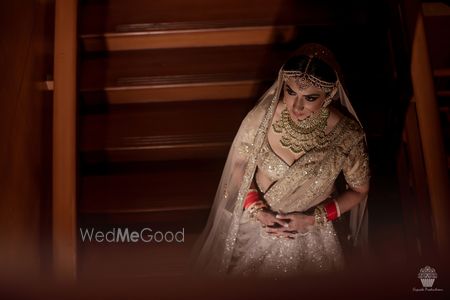 Photo of A shimmery gold bridal lehenga