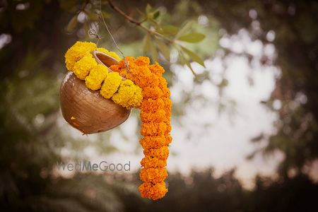 Photo of Genda phool flowers spilling out of pot