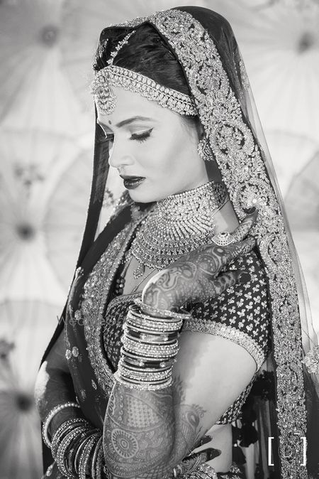 Photo of Black and White Classic Bridal Portrait