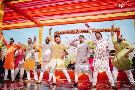 Photo of Groomsmen dancing on Mehendi